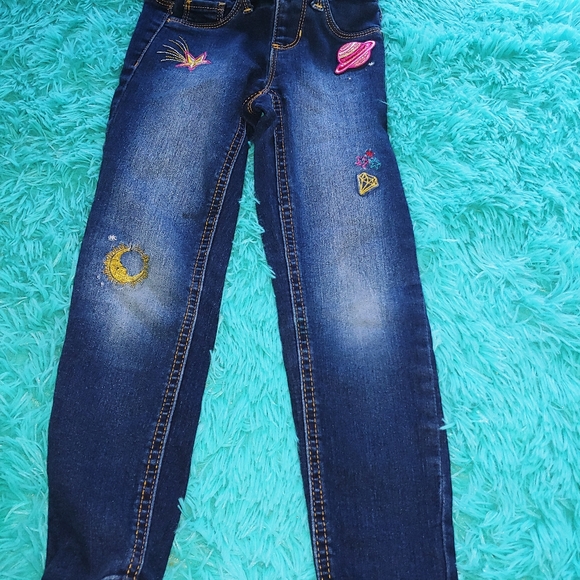 Girl's 2pc Embroidered Jean Blue Circo Girls Pink multi colored Polka Dots Long - Picture 3 of 8